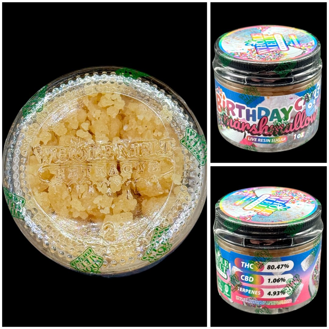 birthday-cake-marshmallow-live-resin-sugar-whole-melt-1.jpeg Whole Melt Extracts Birthday Cake Marshmallow Live Resin Sugar - Image 1