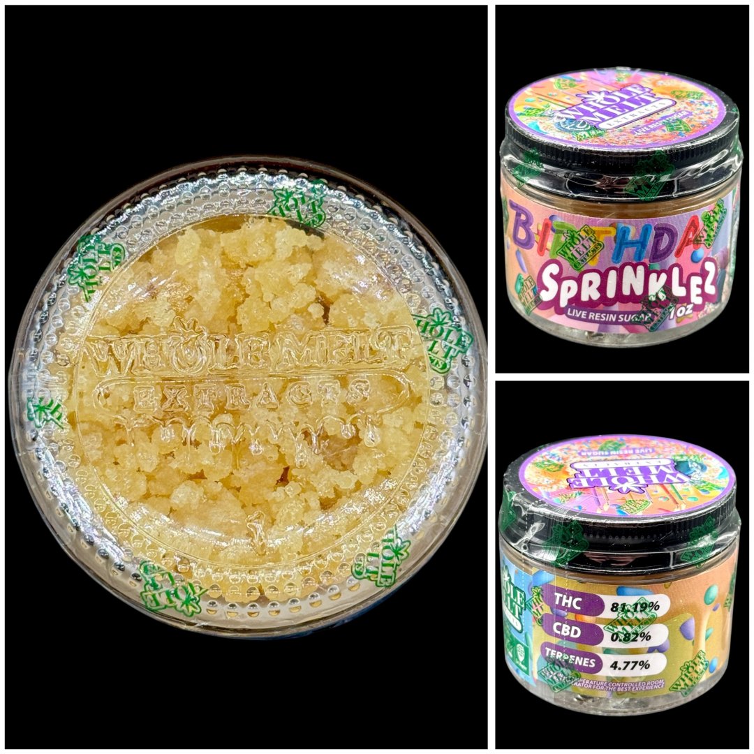 birthday-sprinklez-live-resin-sugar-whole-melt.jpeg Whole Melt Extracts Birthday Sprinklez Live Resin Sugar - Image 1