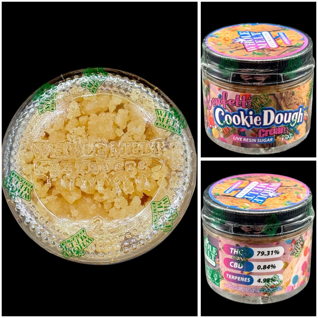 confetti-cookie-dough-cream-live-resin-sugar-whole-melt-1.jpeg Whole Melt Extracts Confetti Cookie Dough Cream Live Resin Sugar - Image 1
