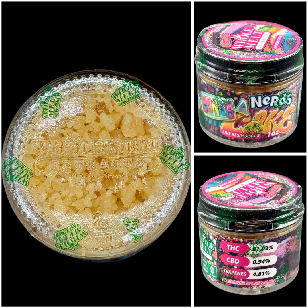 nerds-candy-cake-live-resin-sugar-whole-melt.jpeg Whole Melt Extracts Nerds Candy Cake Live Resin Sugar - Image 1
