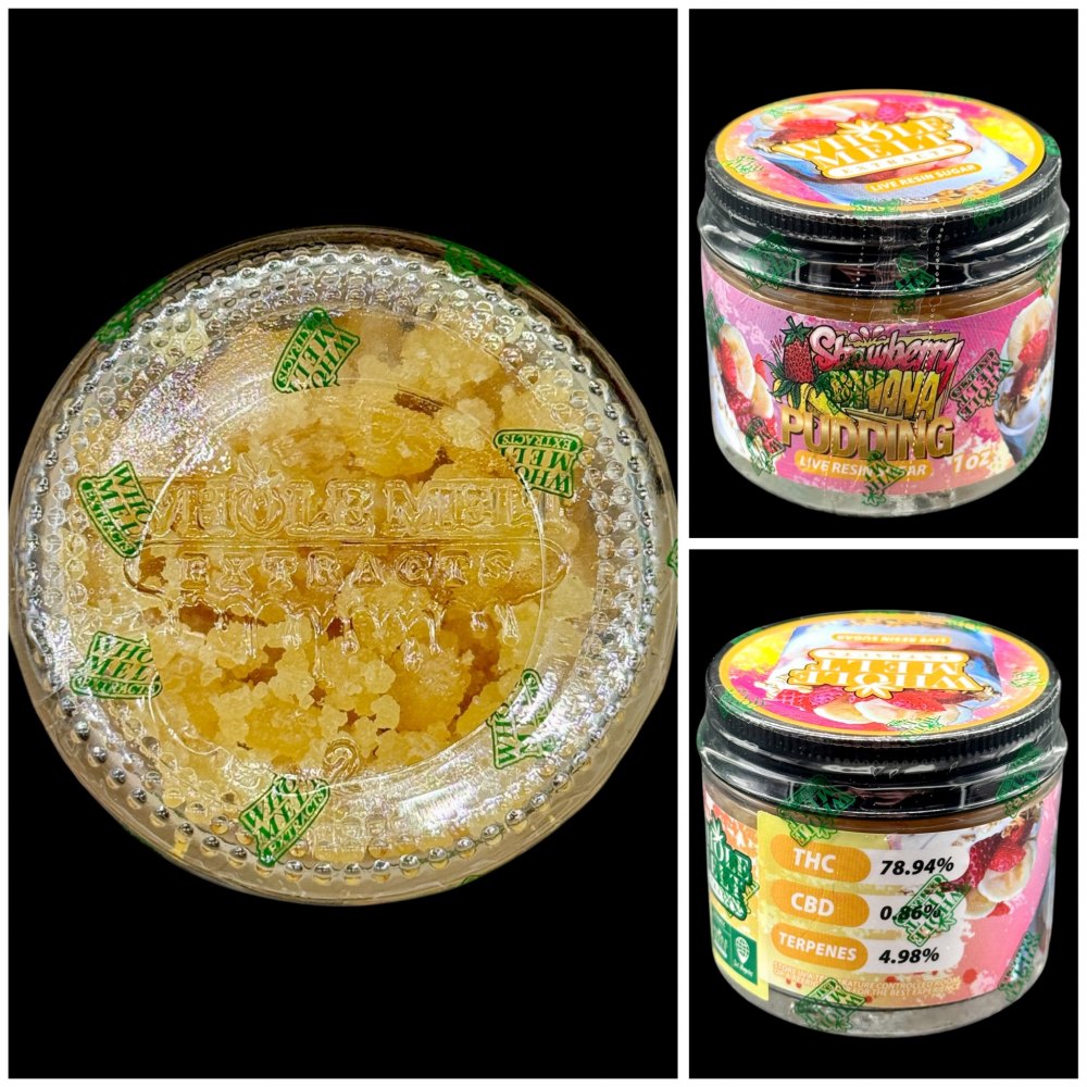 strawberry-banana-pudding-live-resin-sugar-whole-melt.jpeg Whole Melt Extracts Strawberry Banana Pudding Live Resin Sugar - Image 1
