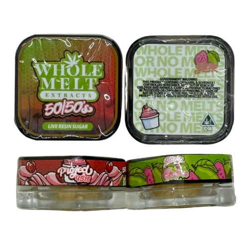 whole-melt-extracts-50-50-live-resin-sugar-project-4516-sticky-guava.webp Whole Melt Extracts 50/50’s Live Resin Sugar “Project 4516” & “Sticky Guava” - Image 1