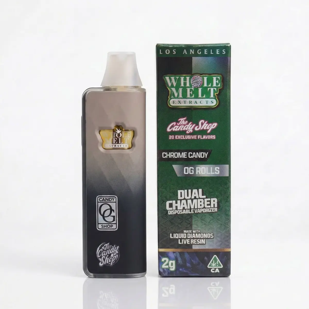 chrome-candy-og-rolls-whole-melt-x-candy-shop Whole Melts X Candy Shop 2G Dual Disposable - Chrome Candy + OG Rolls - Image 1